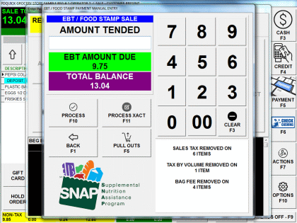 PDQuick Integrated Terminal EBT Payment Screen